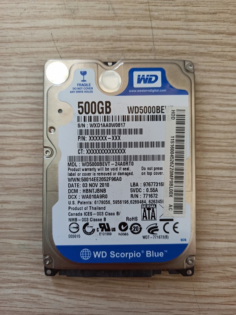 Arızalı Harddisk WD WD5000BEVT 22A0RT0 2060-771672-004 REV A